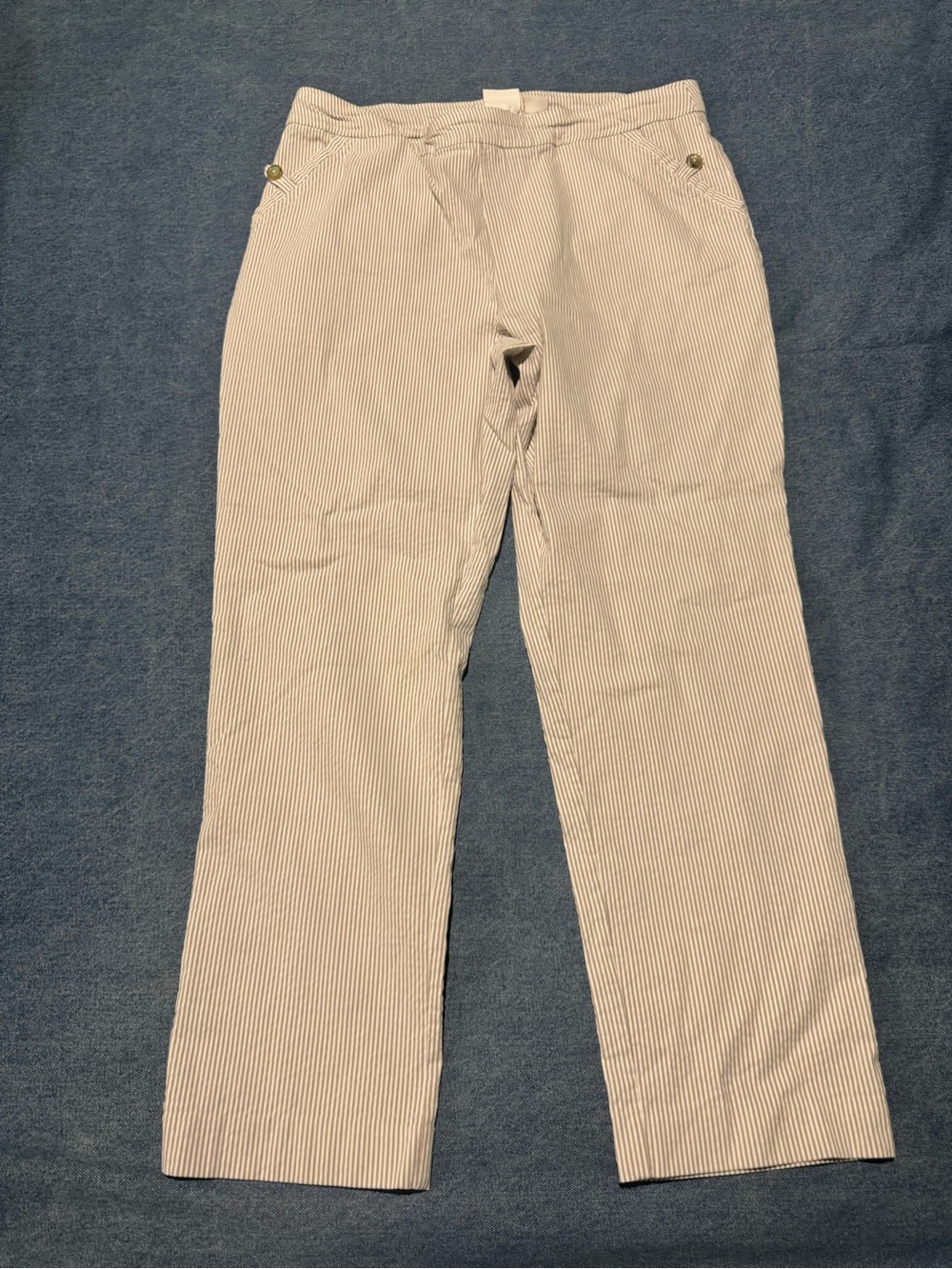 Zac & Rachel Striped Seersucker Millennium Pull-On Pants – Size L